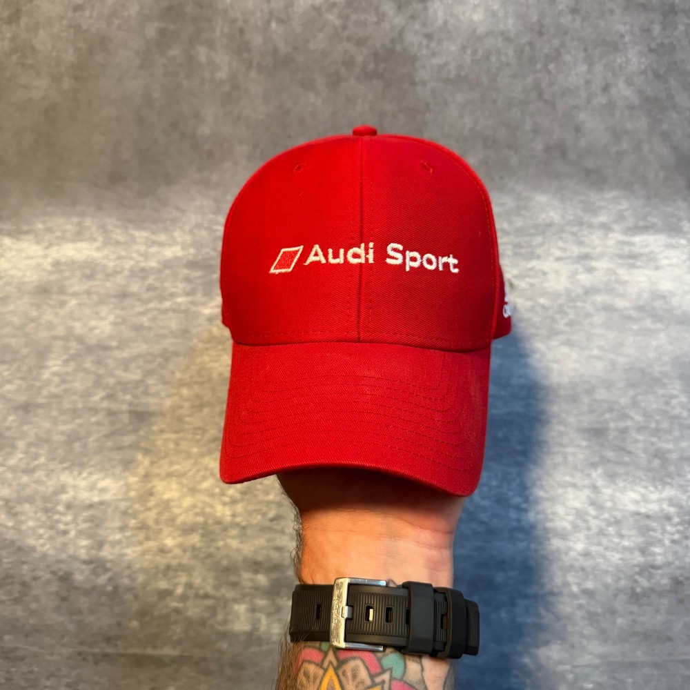 Adidas Audi Sport Red Baseball Cap Hat Mens Adjustable Strapback Racing Golf
